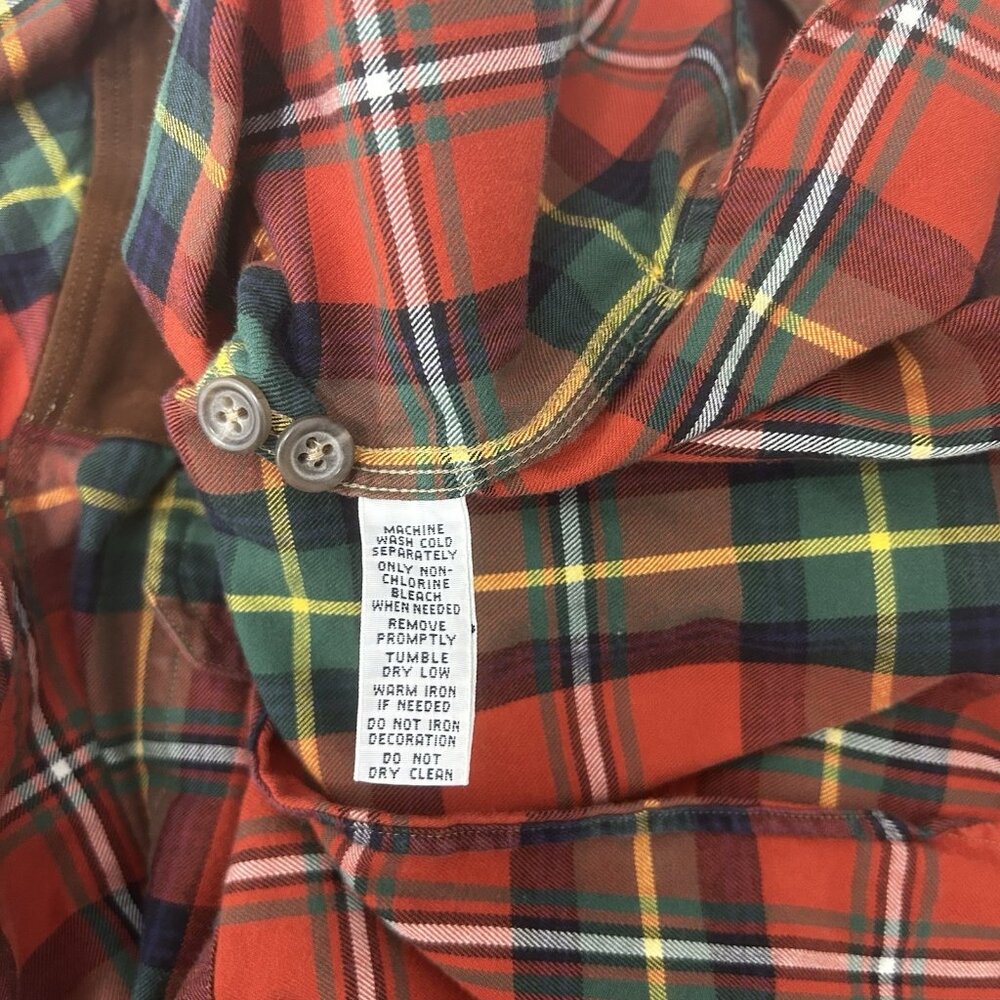 VTG 90s Polo Ralph Lauren Sportsman Plaid Flannel Suede Patch Shooting Shrt Sz L - Picture 10 of 11
